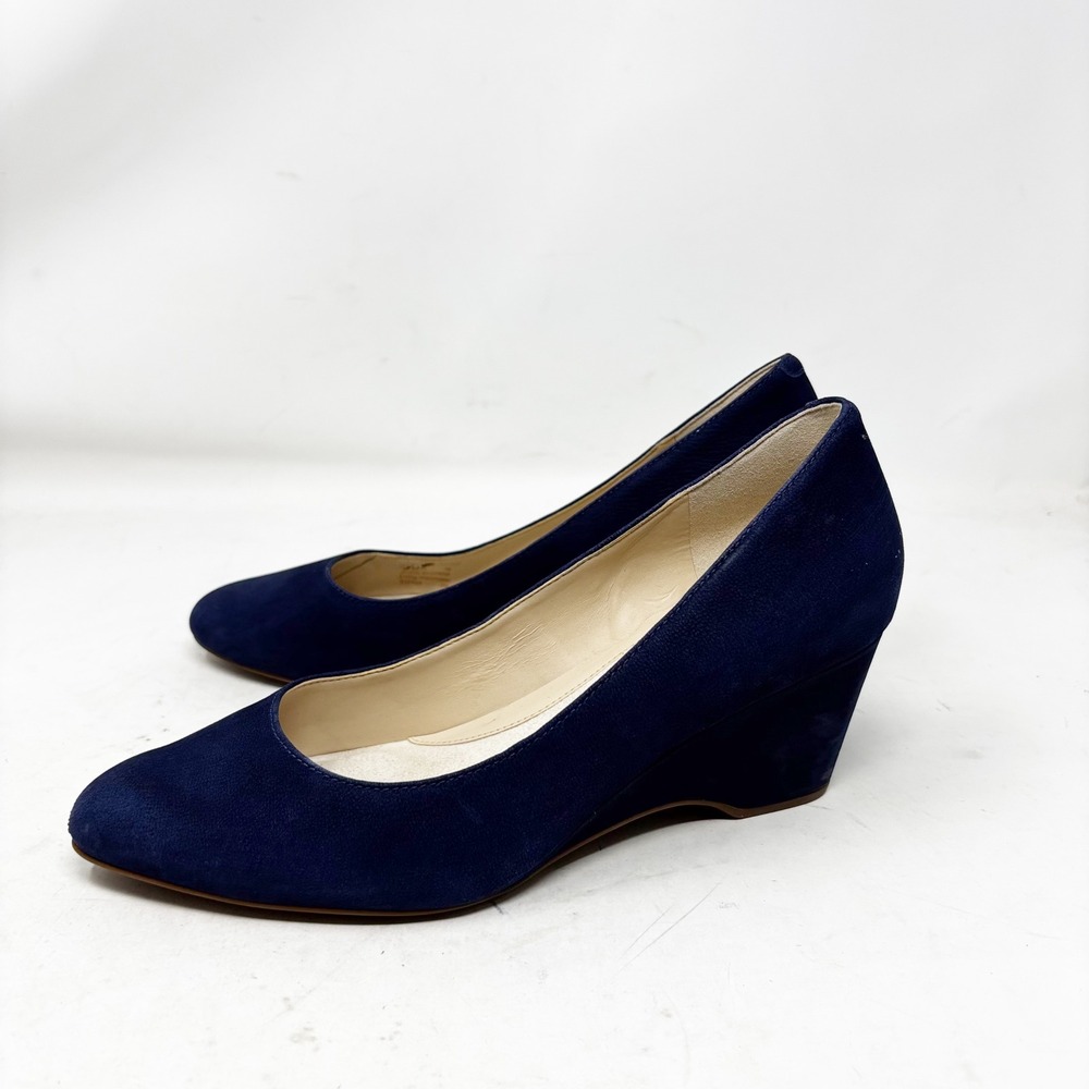 Cole Haan Tali Grand Wedge Navy Blue Suede Waterproof Pumps Size 7B